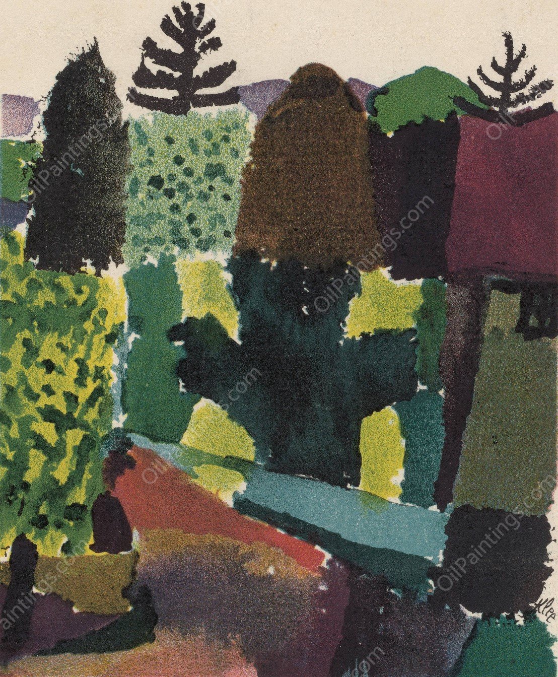 Park  by Paul Klee - Hand-Painted Oil Painting Reproduction