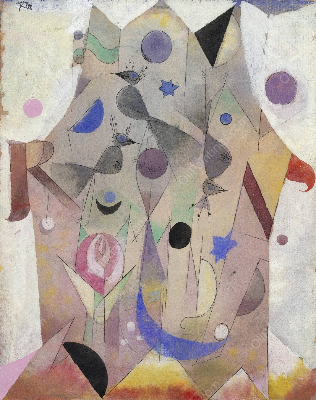 Persische Nachtigallen  by Paul Klee - Hand-Painted Oil Painting Reproduction