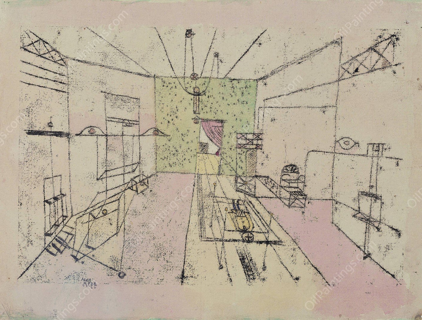 Phantom Perspective  by Paul Klee - Hand-Painted Oil Painting Reproduction