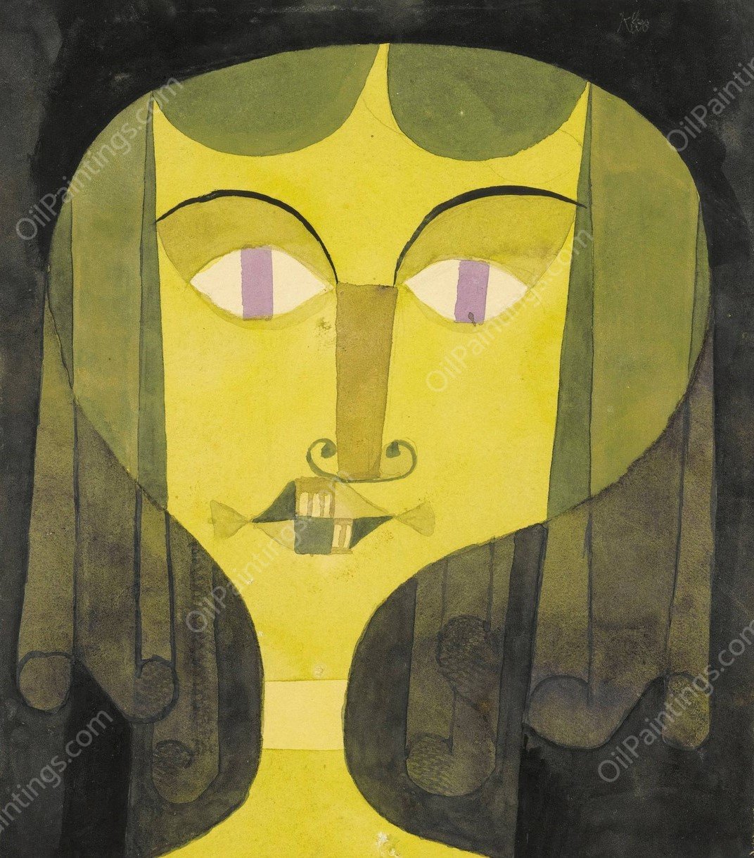 Portrait Of A Violet-Eyed Woman  by Paul Klee - Hand-Painted Oil Painting Reproduction
