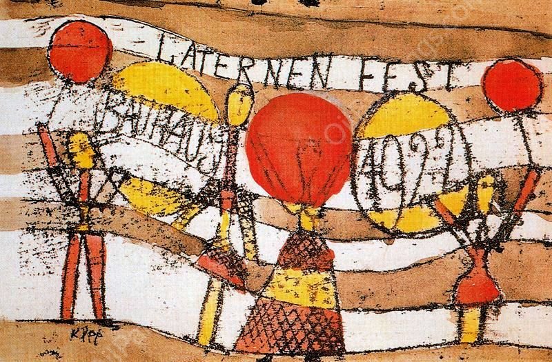 Postcard for the Feast of Lanterns Staatliches Bauhaus in Weimar by Paul Klee - Hand-Painted Oil Painting Reproduction