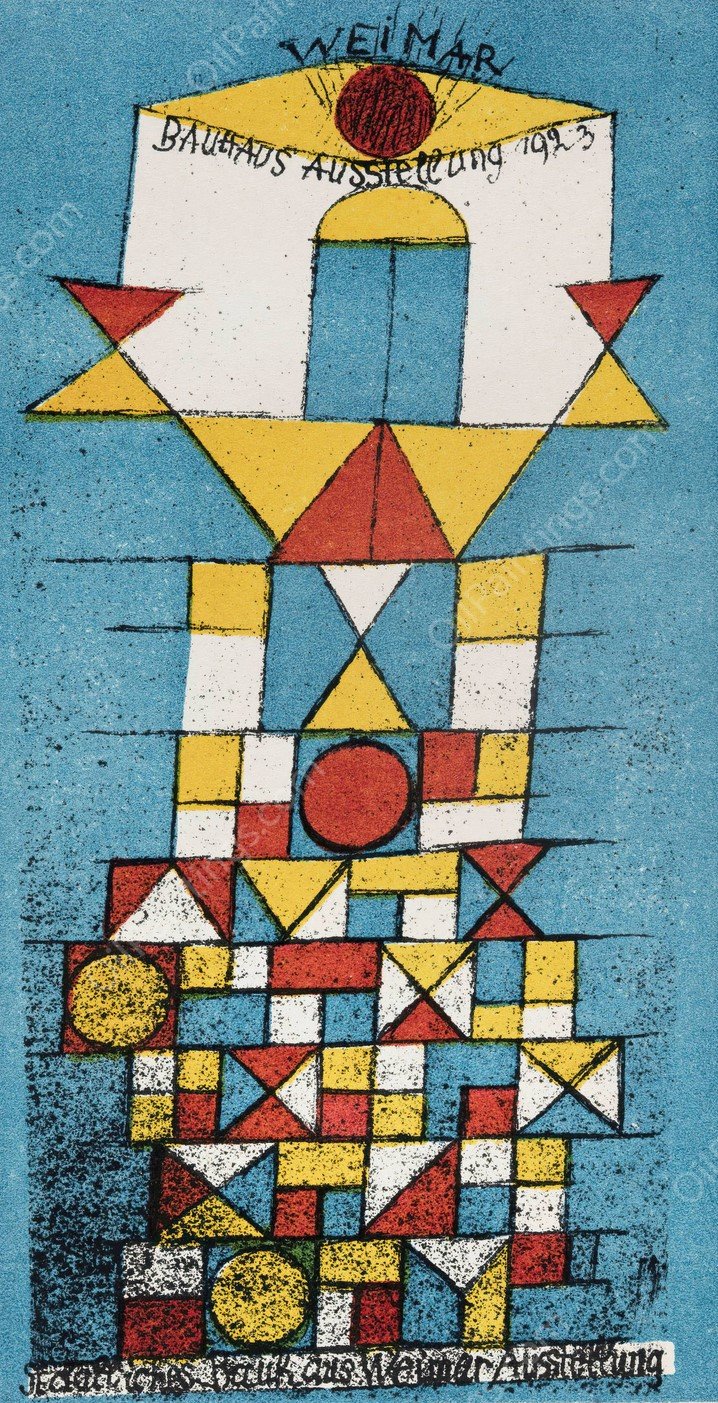 Postcard on the Occasion of the 'Lofty Person' Exhibition in Bauhaus  by Paul Klee - Hand-Painted Oil Painting Reproduction