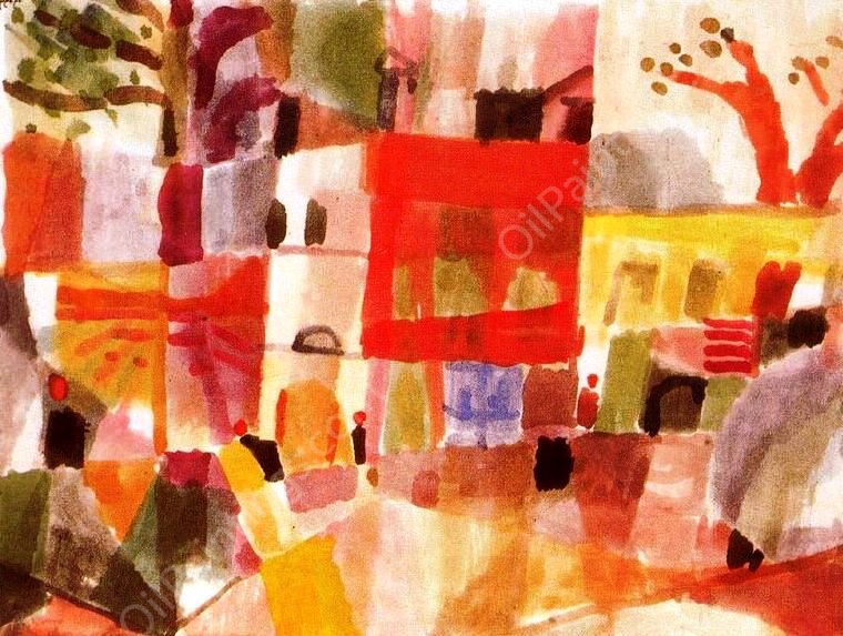 Red and Yellow Houses in Tunis by Paul Klee - Hand-Painted Oil Painting Reproduction
