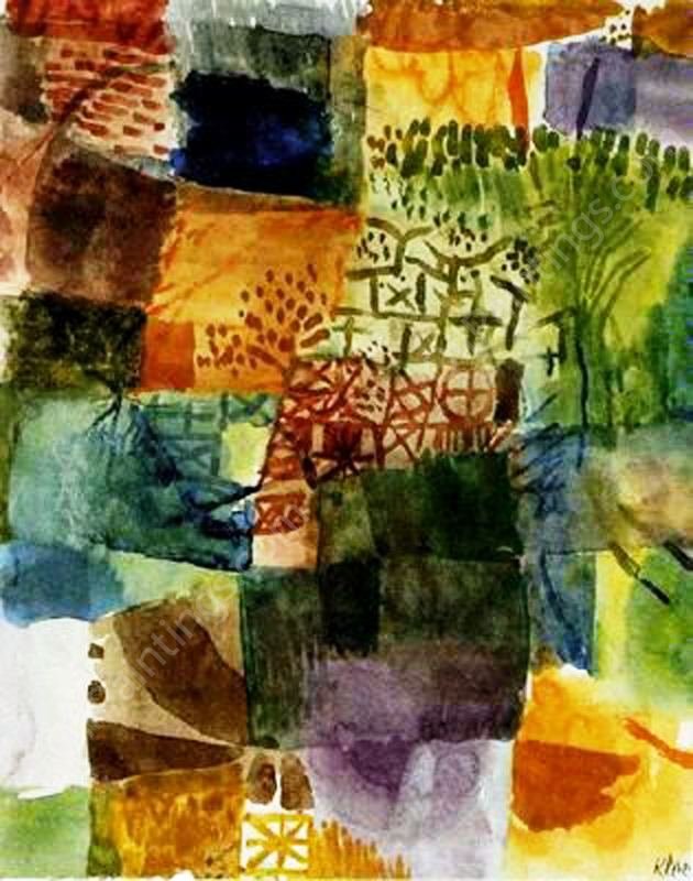 Rembrance of a Garden by Paul Klee - Hand-Painted Oil Painting Reproduction