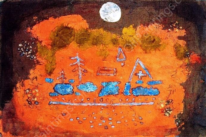 Sacrifice at Full Moon by Paul Klee - Hand-Painted Oil Painting Reproduction