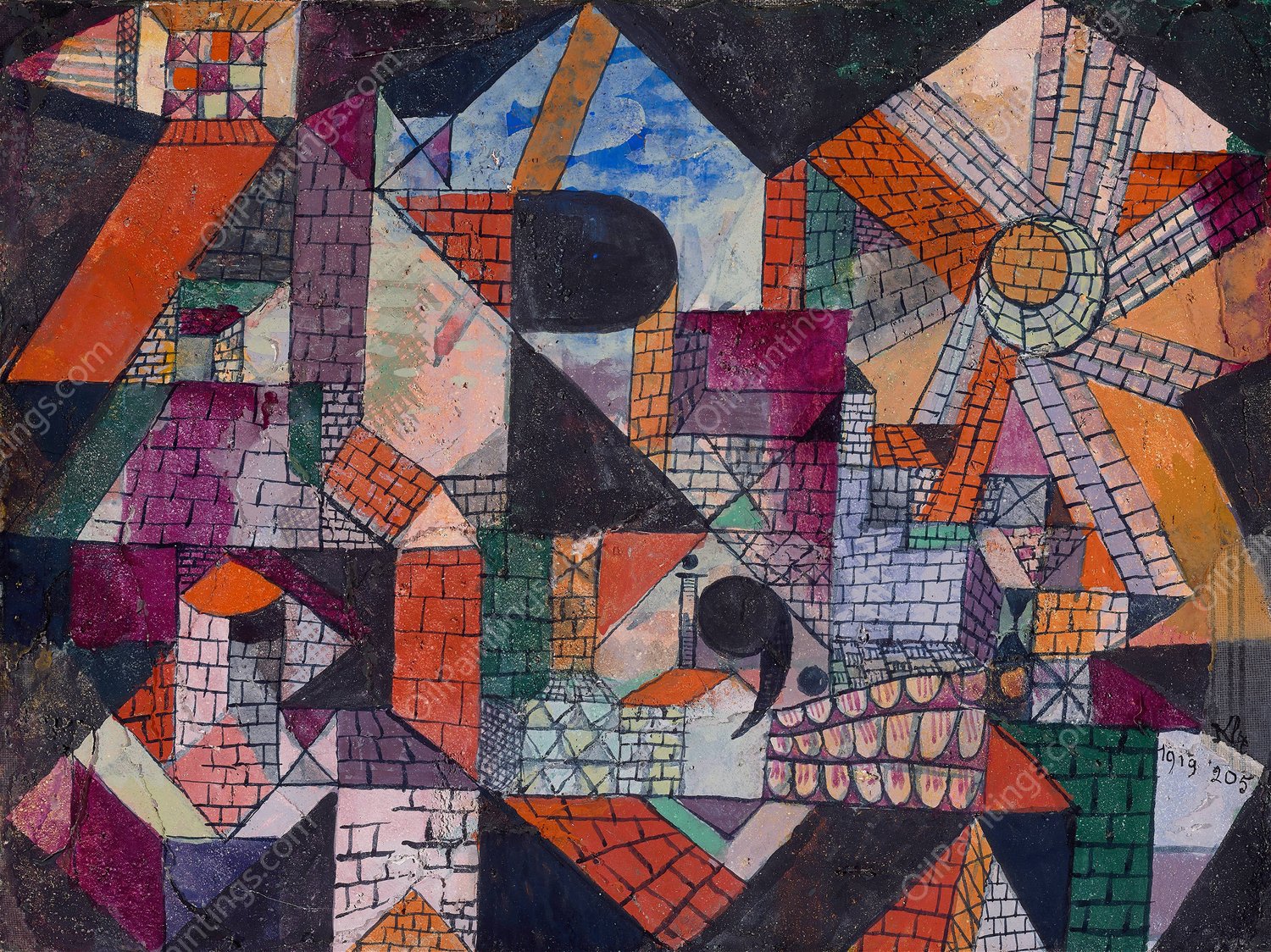 Stadt R  by Paul Klee - Hand-Painted Oil Painting Reproduction