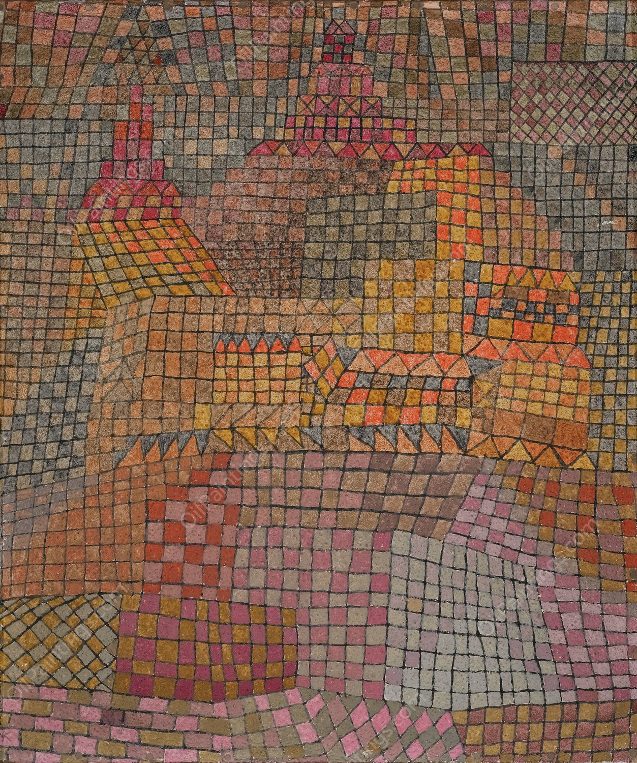 Stadtburg Kr.  by Paul Klee - Hand-Painted Oil Painting Reproduction