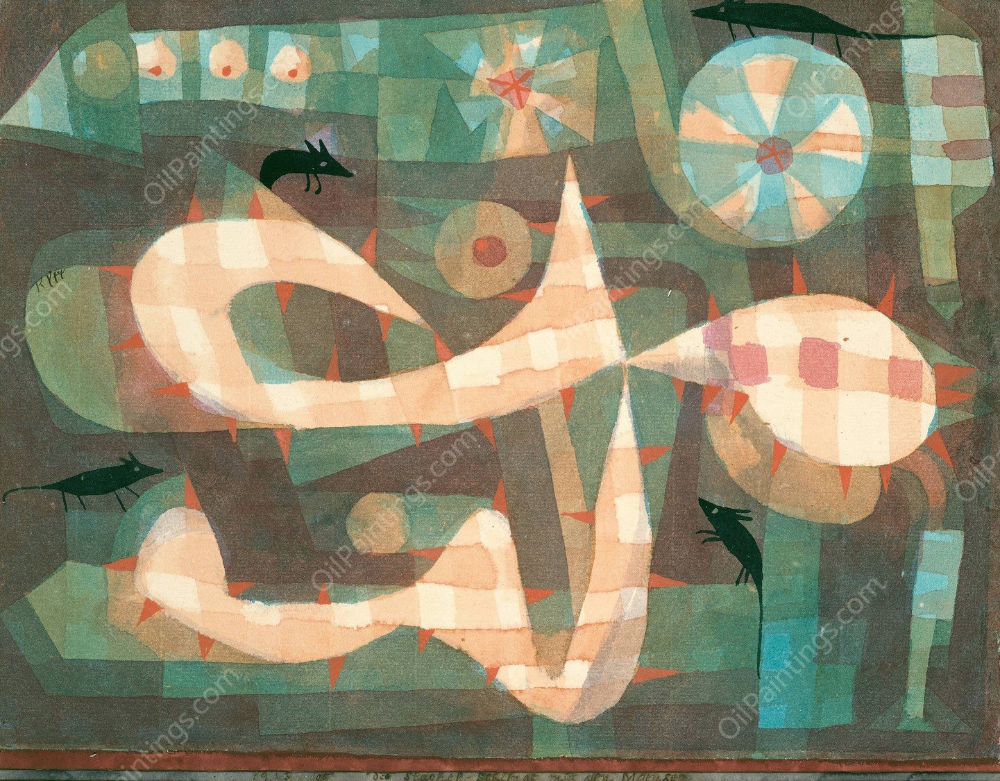 The Barbed Noose with the Mice  by Paul Klee - Hand-Painted Oil Painting Reproduction