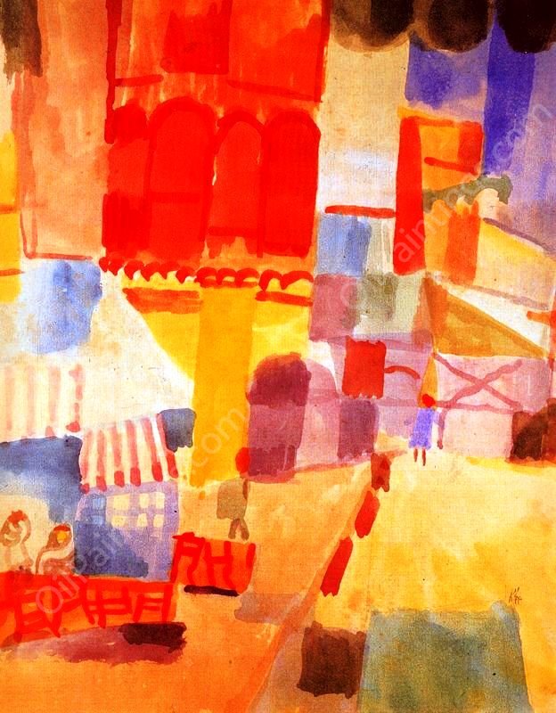 The Halfaouine Square in Tunis by Paul Klee - Hand-Painted Oil Painting Reproduction