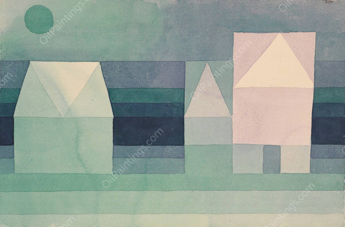 Three Houses  by Paul Klee - Hand-Painted Oil Painting Reproduction