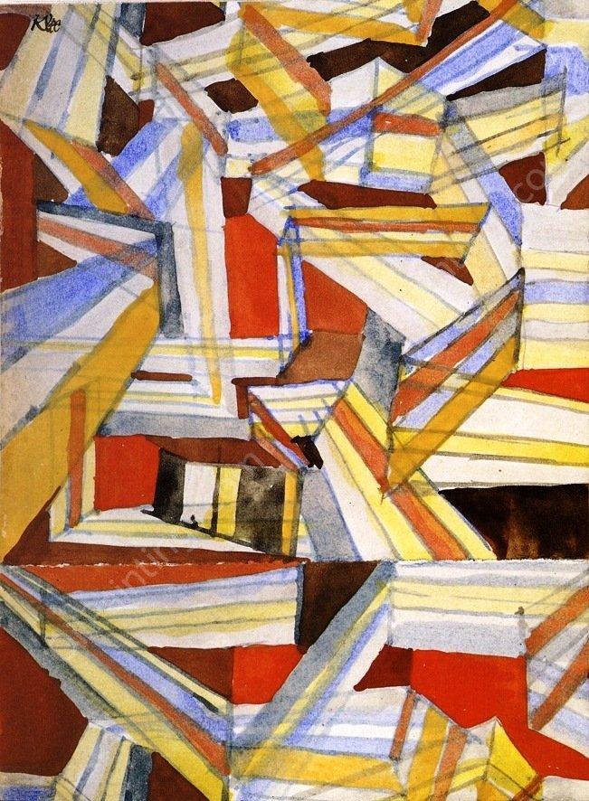 Transparent in Perspective Grooved by Paul Klee - Hand-Painted Oil Painting Reproduction