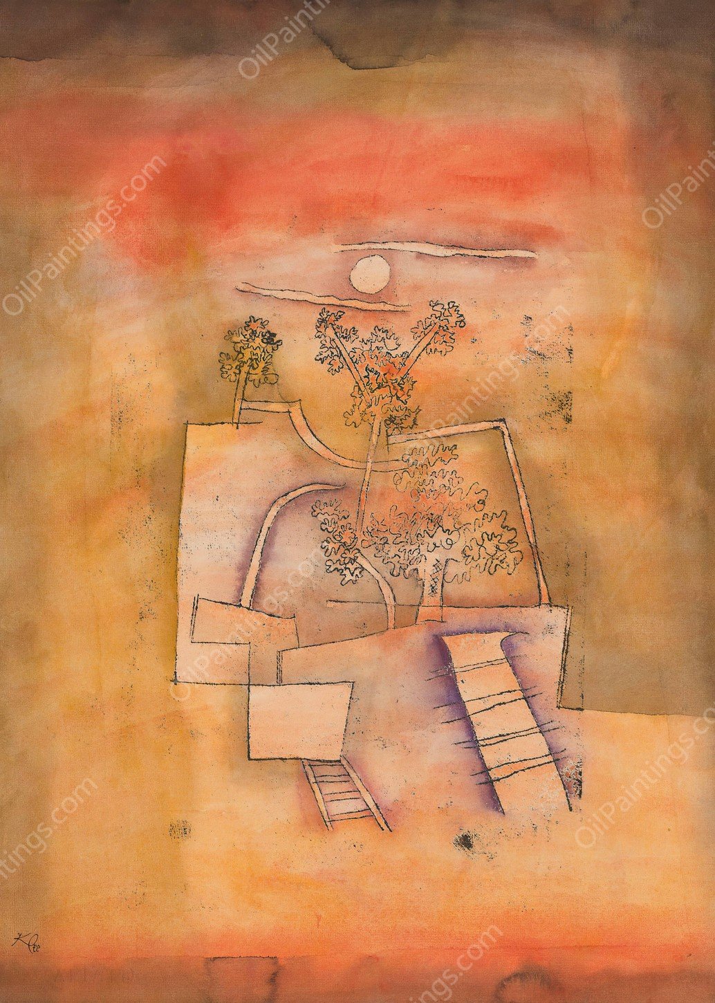 Tree Culture  by Paul Klee - Hand-Painted Oil Painting Reproduction