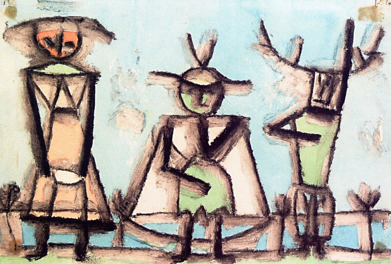 Trio from a Operetta by Paul Klee - Hand-Painted Oil Painting Reproduction