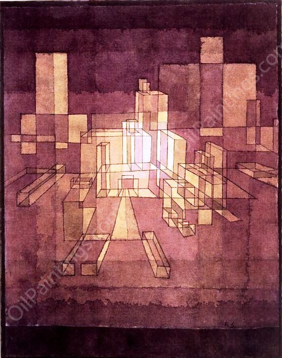 Urban Perspective by Paul Klee - Hand-Painted Oil Painting Reproduction