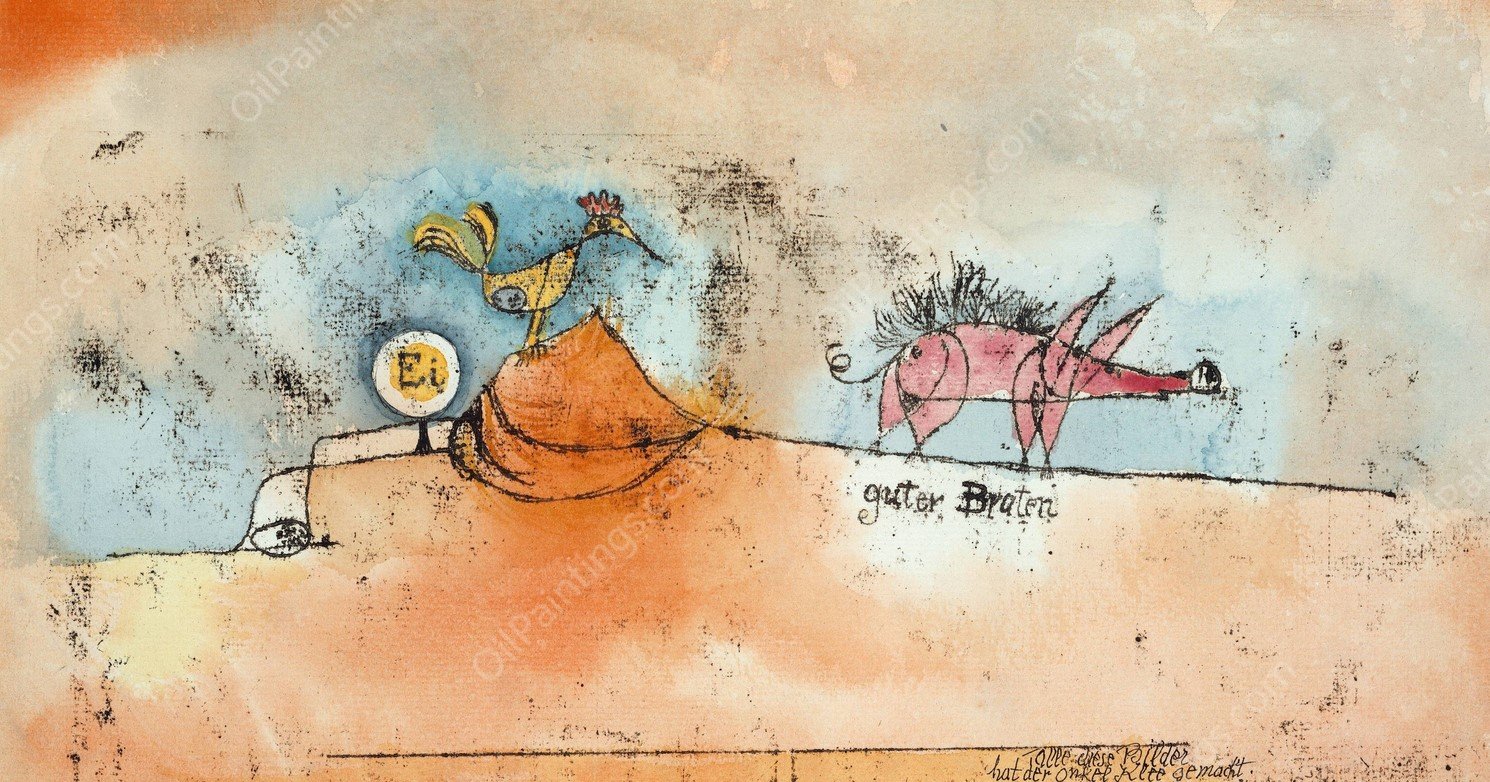 Where the Eggs and the Good Roast  by Paul Klee - Hand-Painted Oil Painting Reproduction