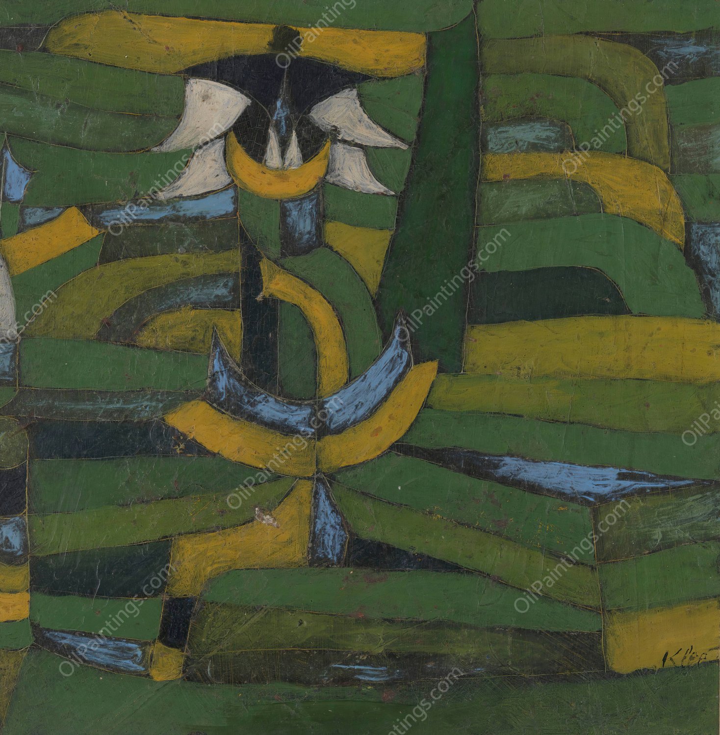 White Blossom in the Garden  by Paul Klee - Hand-Painted Oil Painting Reproduction