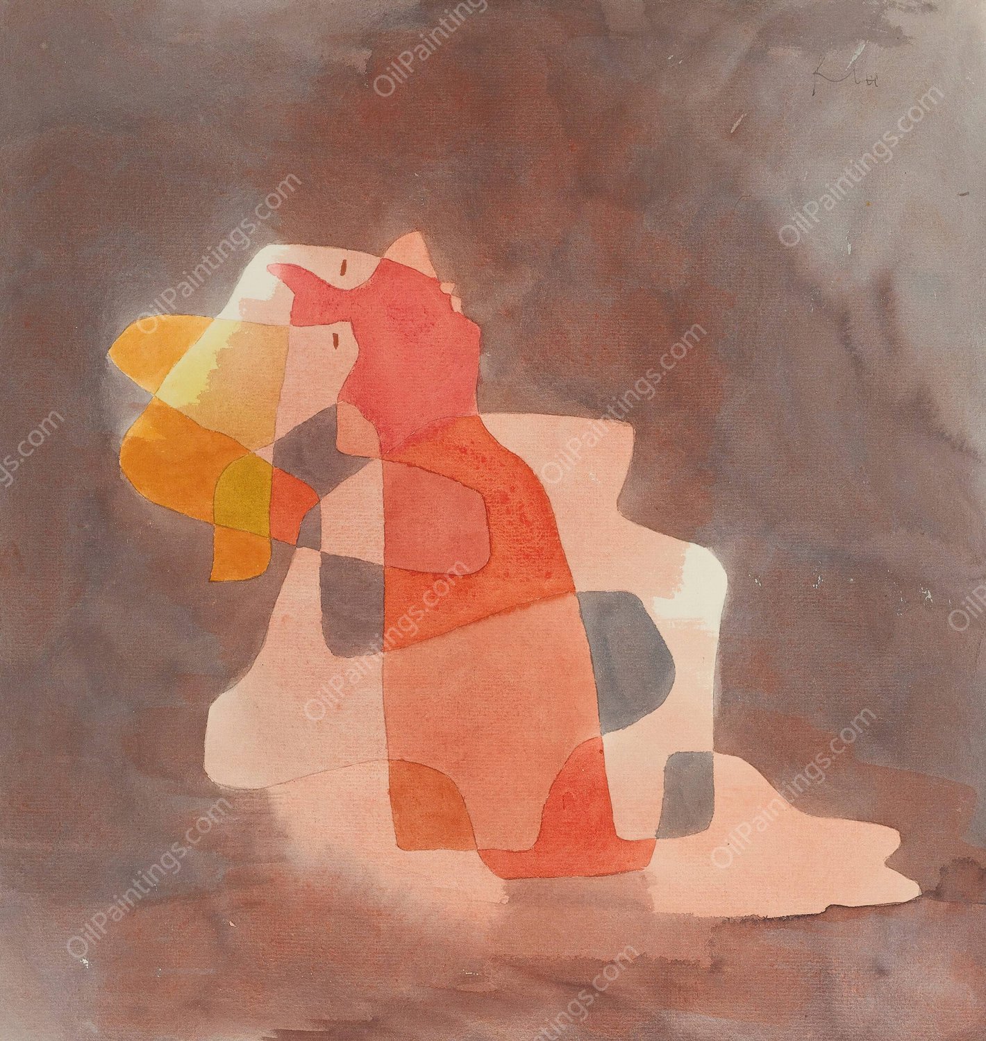 Zurucklehnende  by Paul Klee - Hand-Painted Oil Painting Reproduction