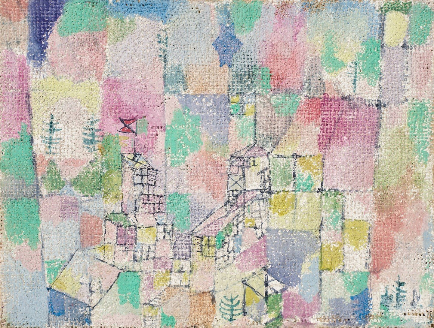 Zwei Lustschlosschen  by Paul Klee - Hand-Painted Oil Painting Reproduction