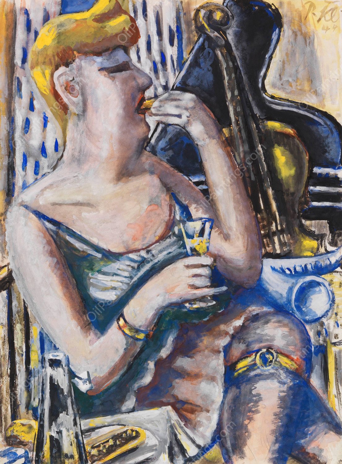 Die Musikantin in der Pause  by Paul Kleinschmidt - Hand-Painted Oil Painting Reproduction