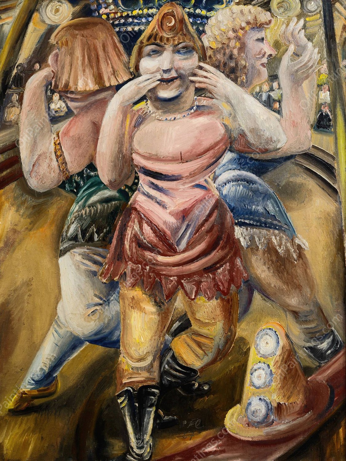 Kusshand werfende Zirkustanzerinnen  by Paul Kleinschmidt - Hand-Painted Oil Painting Reproduction