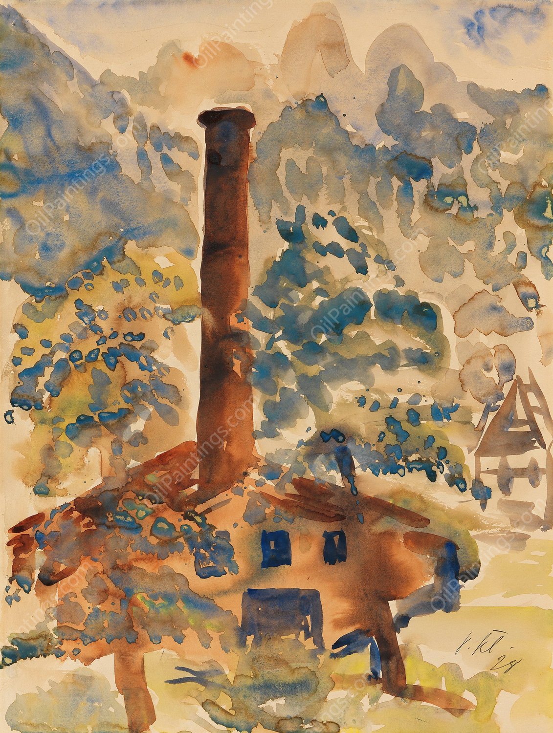 Landschaft mit Fabrik  by Paul Kleinschmidt - Hand-Painted Oil Painting Reproduction