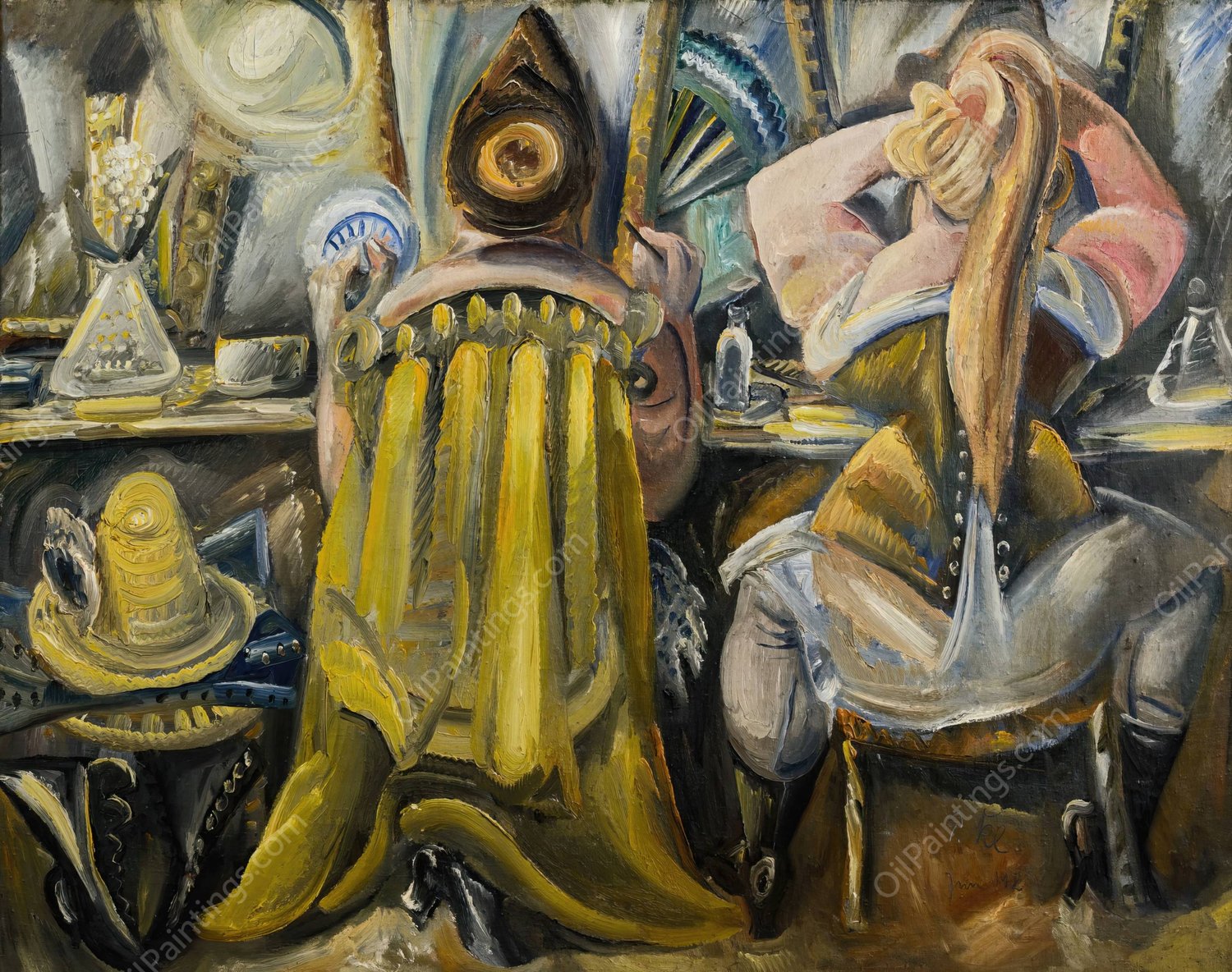 Zwei Frauen in der Garderobe  by Paul Kleinschmidt - Hand-Painted Oil Painting Reproduction