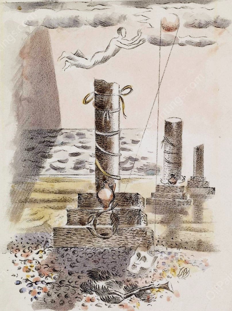 Design for Urne Buriall - Sorrow  by Paul Nash - Hand-Painted Oil Painting Reproduction