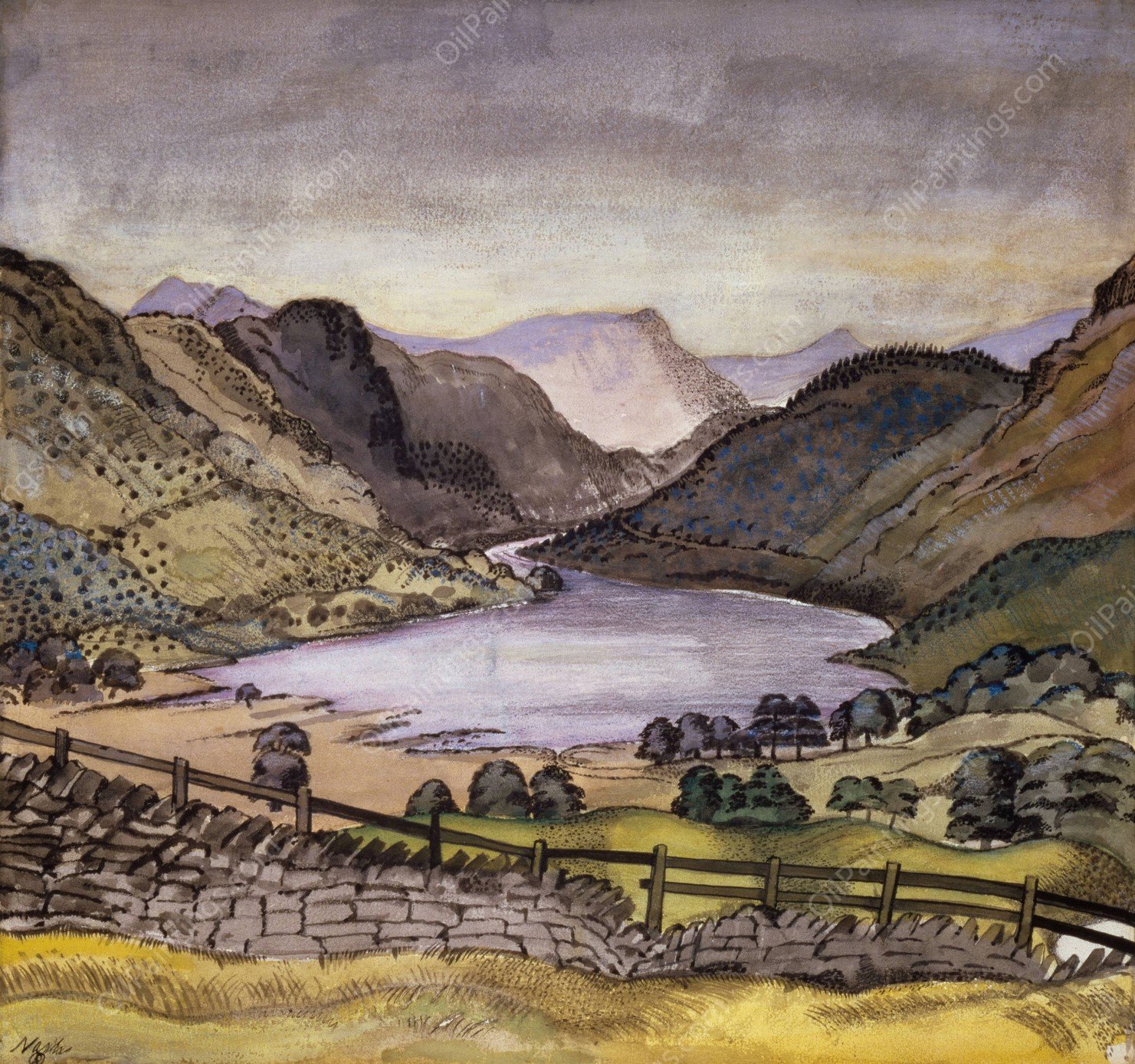 Thirlmere  by Paul Nash - Hand-Painted Oil Painting Reproduction
