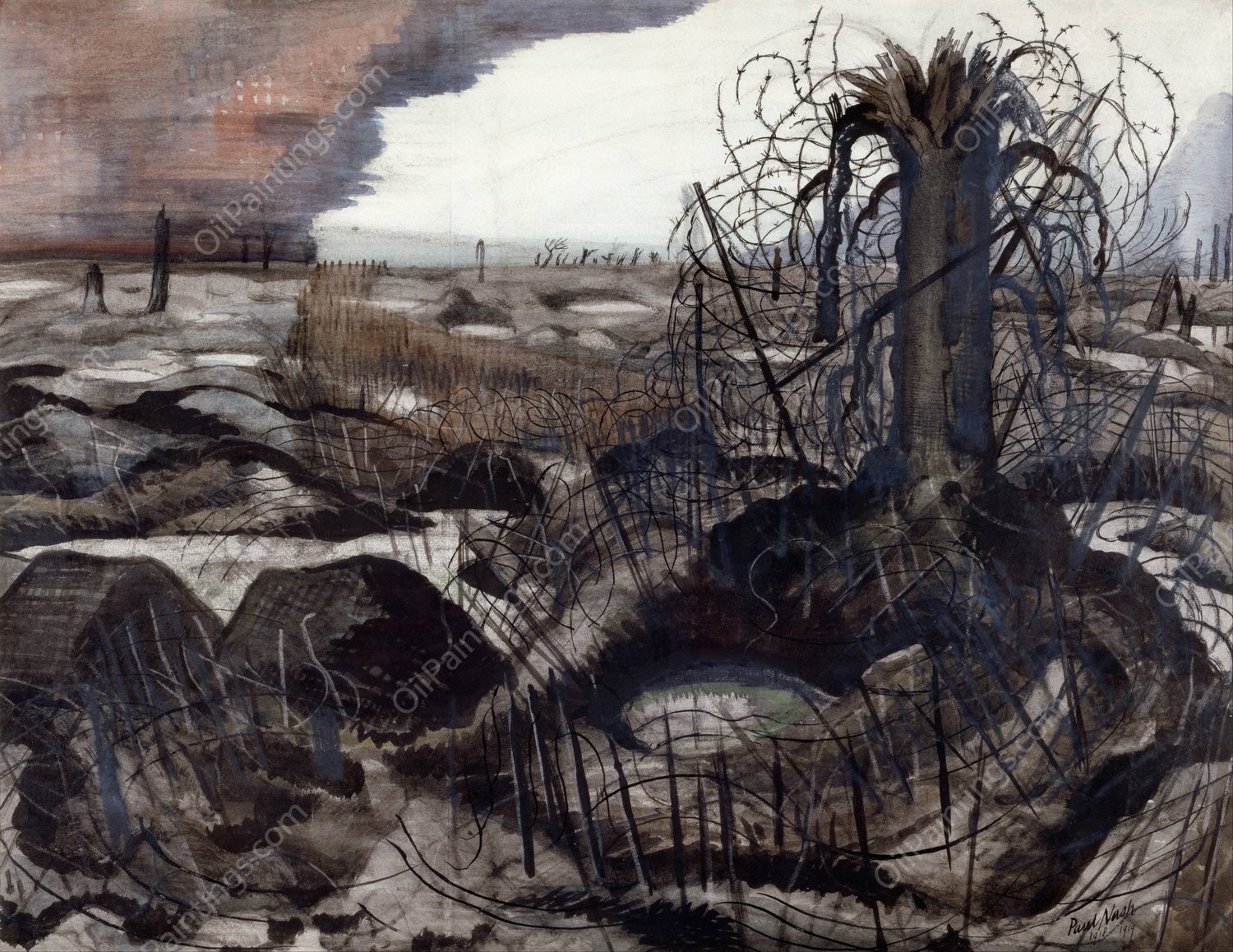 Wire  by Paul Nash - Hand-Painted Oil Painting Reproduction