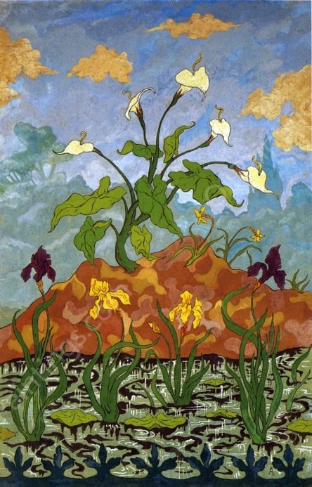 Four Decorative Panels: Arums and Purple and Yellow Irises by Paul Ranson - Hand-Painted Oil Painting Reproduction