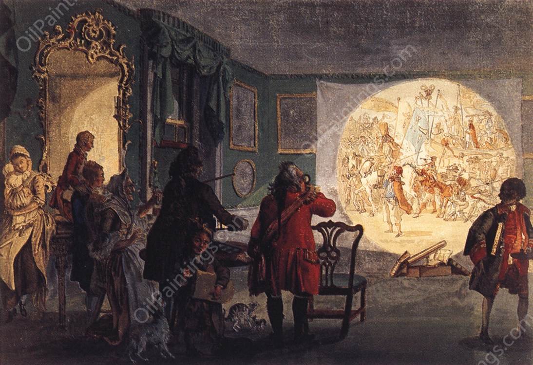 The Laterna Magica by Paul Sandby - Hand-Painted Oil Painting Reproduction