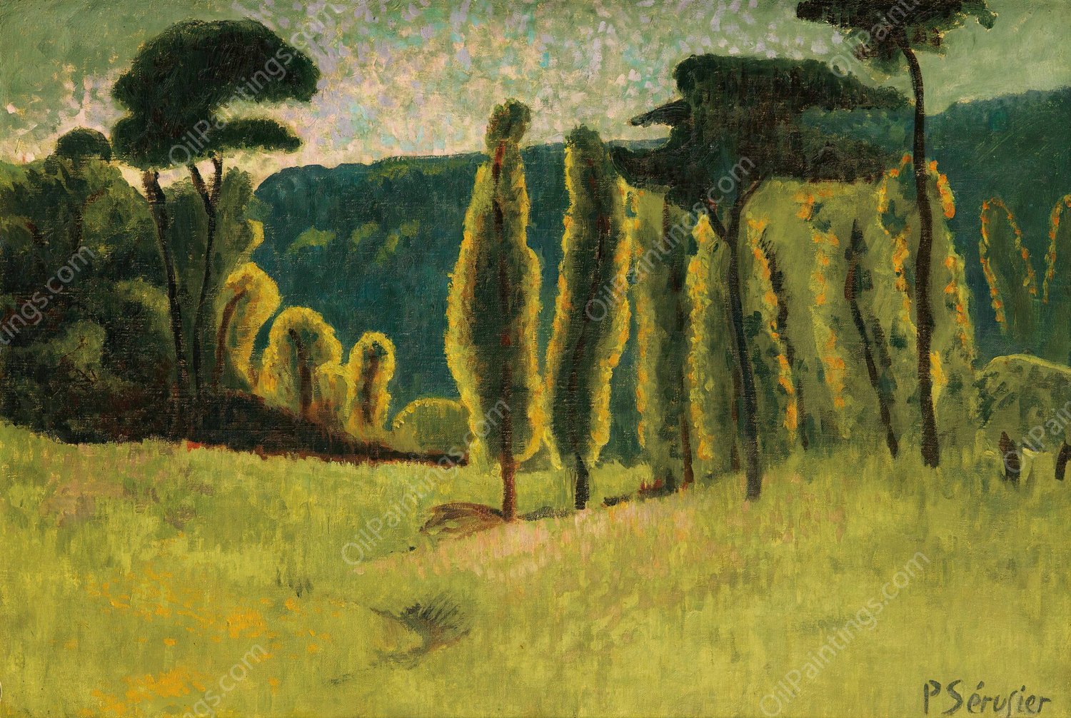Pins Et Peupliers Dans Un Pre by Paul Serusier - Hand-Painted Oil Painting Reproduction