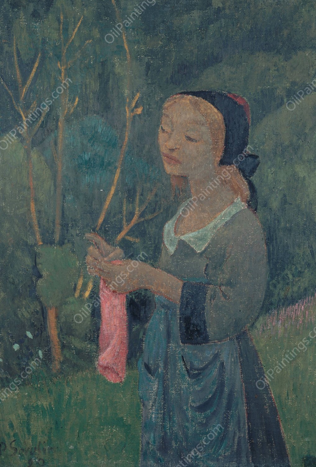 Tricoteuse au bas rose  by Paul Serusier - Hand-Painted Oil Painting Reproduction