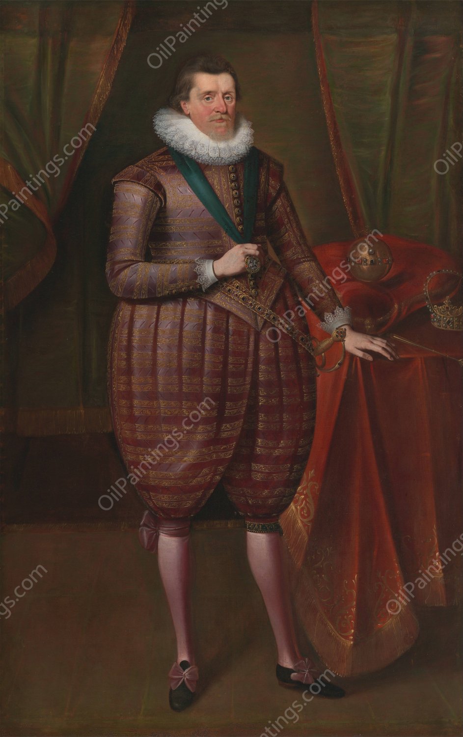James I of England  by Paul Van Somer - Hand-Painted Oil Painting Reproduction