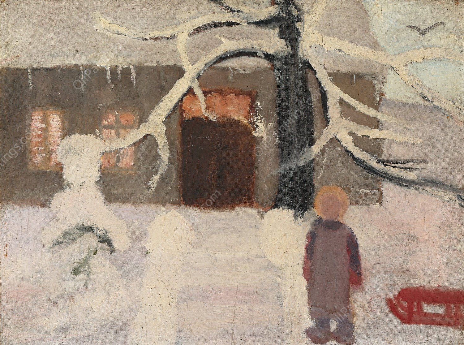 Boy in the snow  by Paula Modersohn-Becker - Hand-Painted Oil Painting Reproduction
