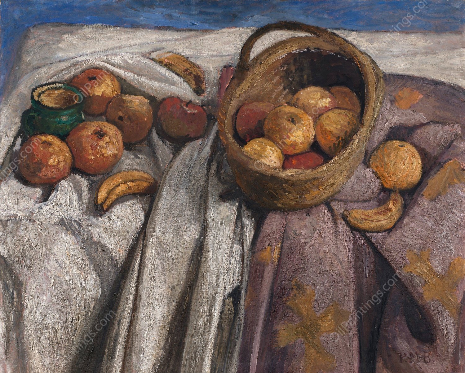 Still life with apples and bananas  by Paula Modersohn-Becker - Hand-Painted Oil Painting Reproduction