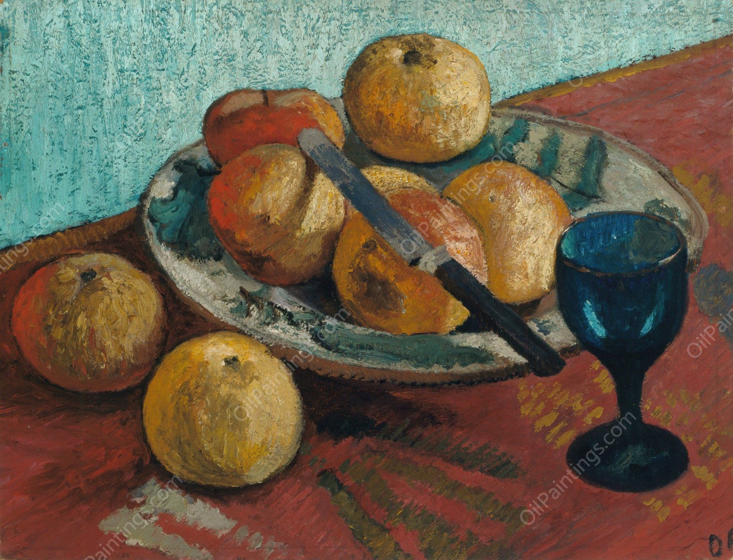 Still life with apples and green glass  by Paula Modersohn-Becker - Hand-Painted Oil Painting Reproduction