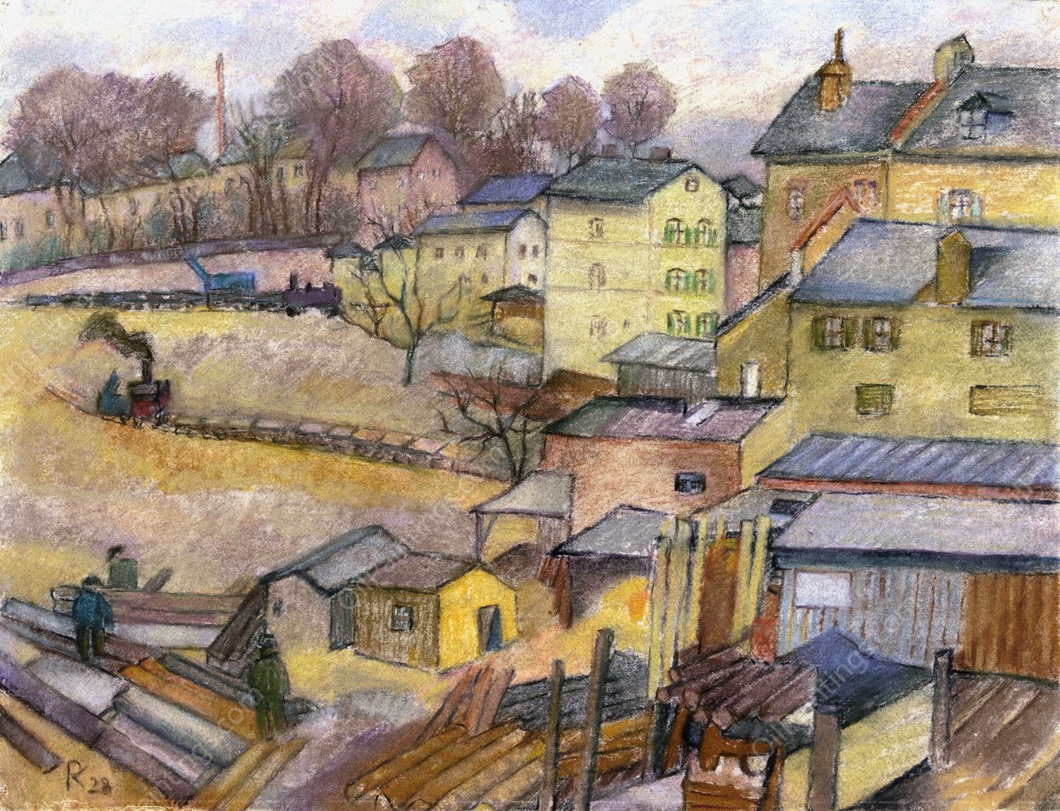 Bauplatz der I. G. Farben 2  by Pauline Kowarzik - Hand-Painted Oil Painting Reproduction