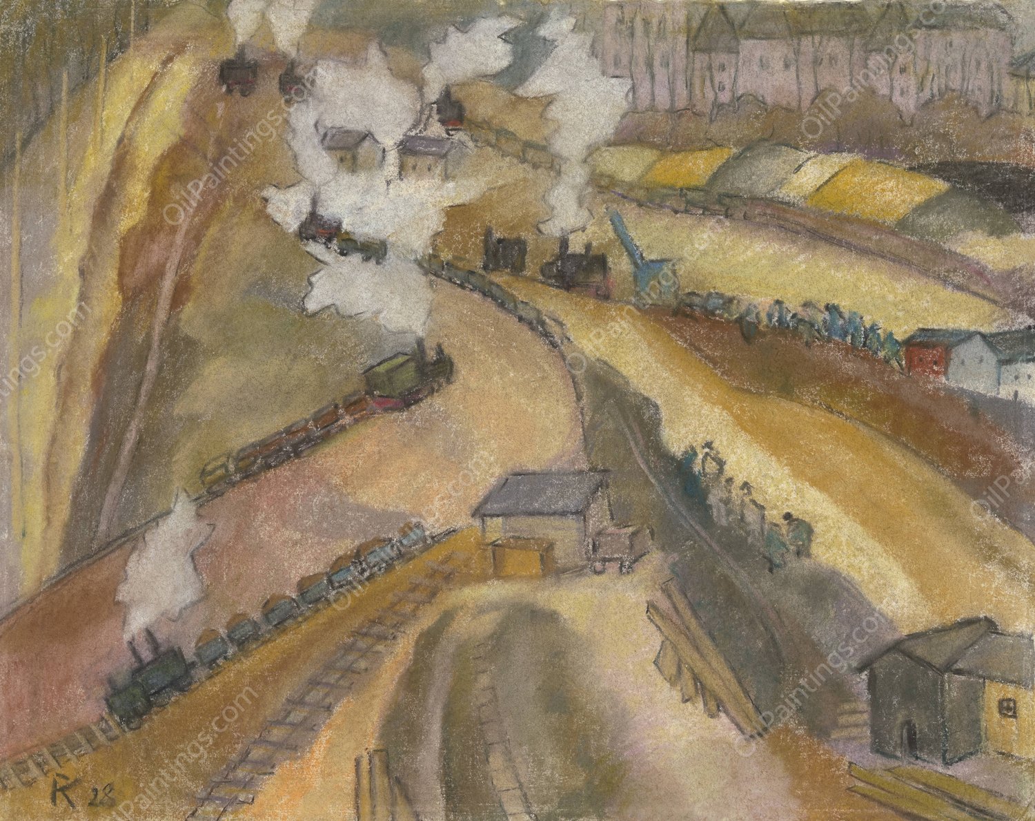 Bauplatz der I. G. Farben 3  by Pauline Kowarzik - Hand-Painted Oil Painting Reproduction