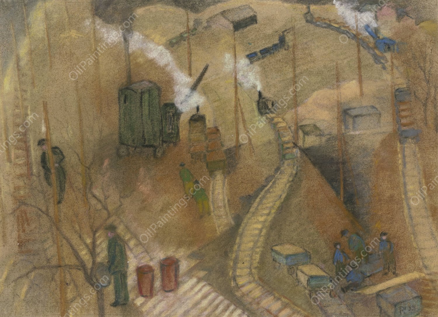 Bauplatz der I. G. Farben  by Pauline Kowarzik - Hand-Painted Oil Painting Reproduction