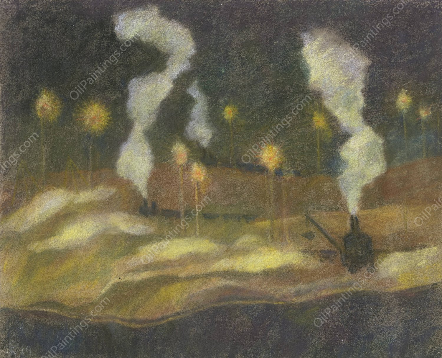 Bauplatz der I. G. Farben  by Pauline Kowarzik - Hand-Painted Oil Painting Reproduction