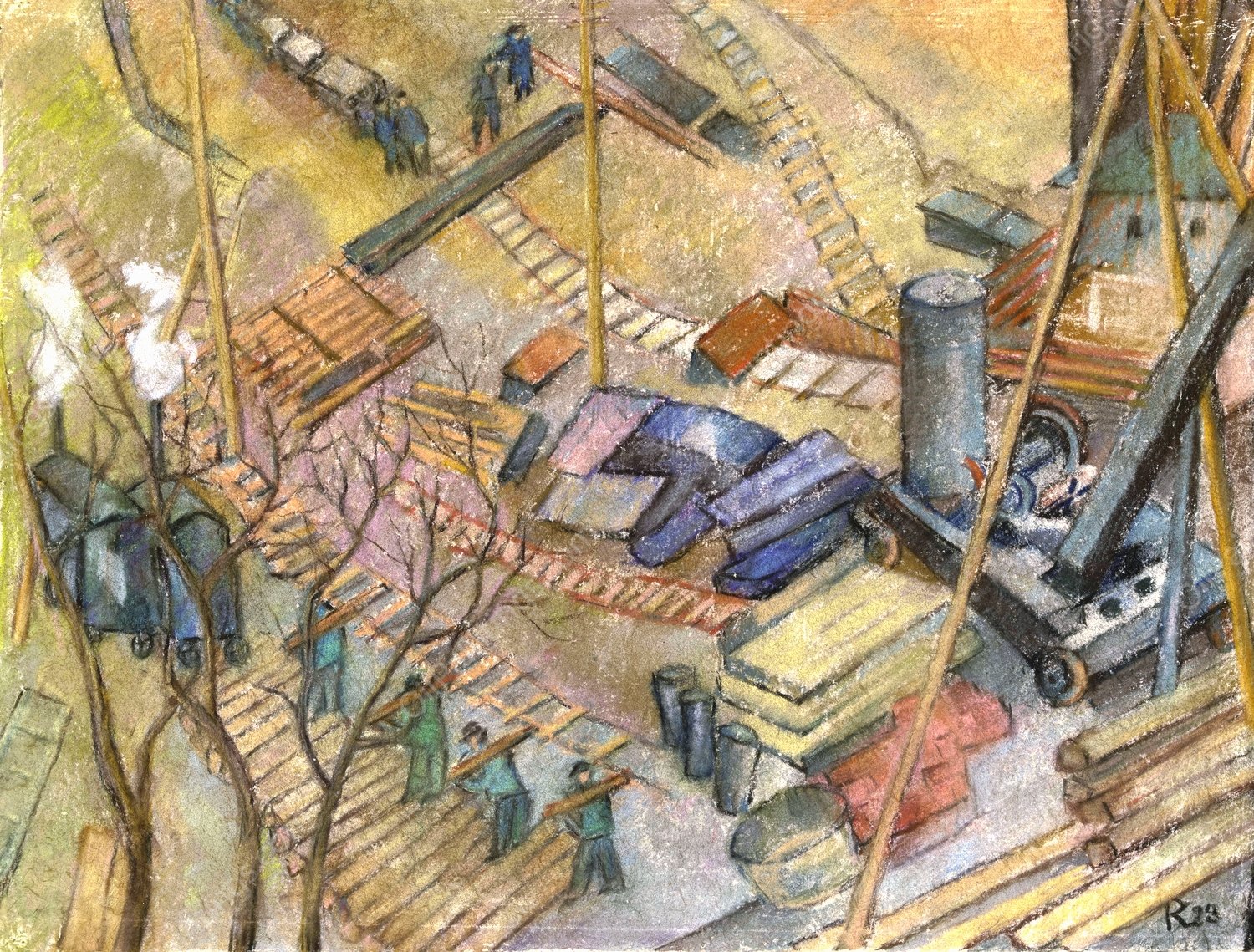 Bauplatz der I. G. Farben  by Pauline Kowarzik - Hand-Painted Oil Painting Reproduction