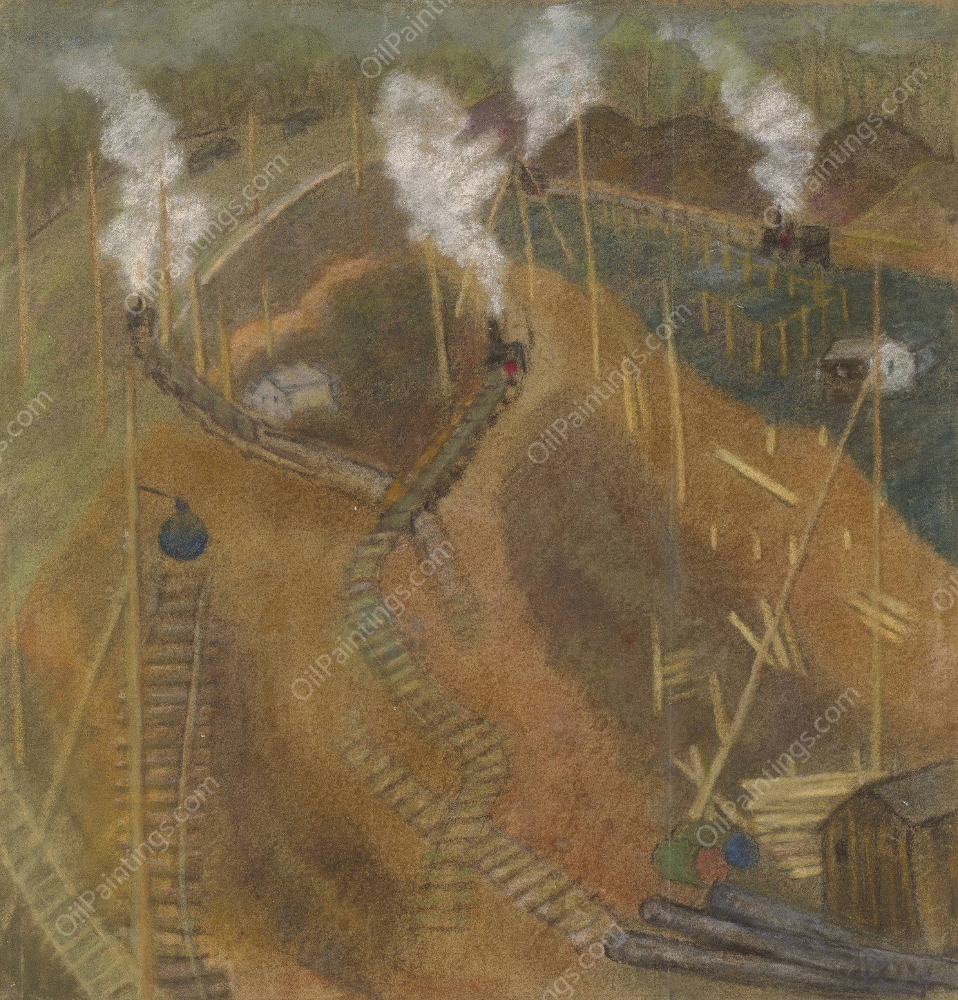 Bauplatz der I. G. Farben by Pauline Kowarzik - Hand-Painted Oil Painting Reproduction