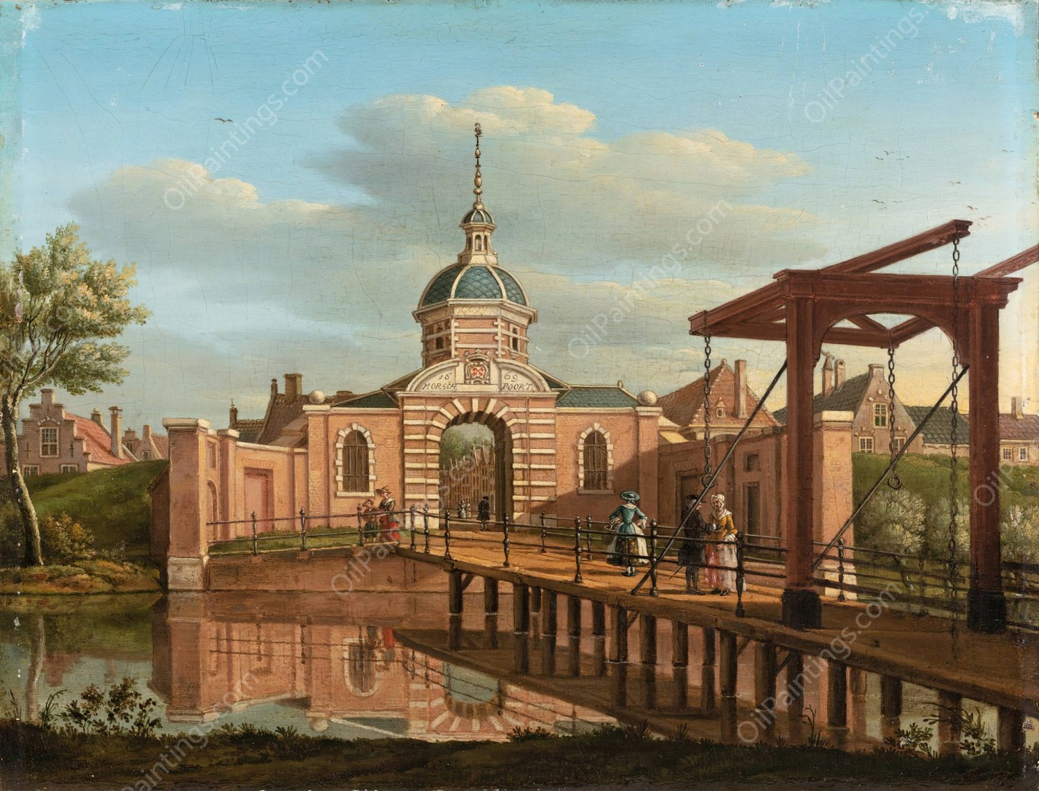 A View Of Morspoort, Leiden  by Paulus Constantijn La Fargue - Hand-Painted Oil Painting Reproduction