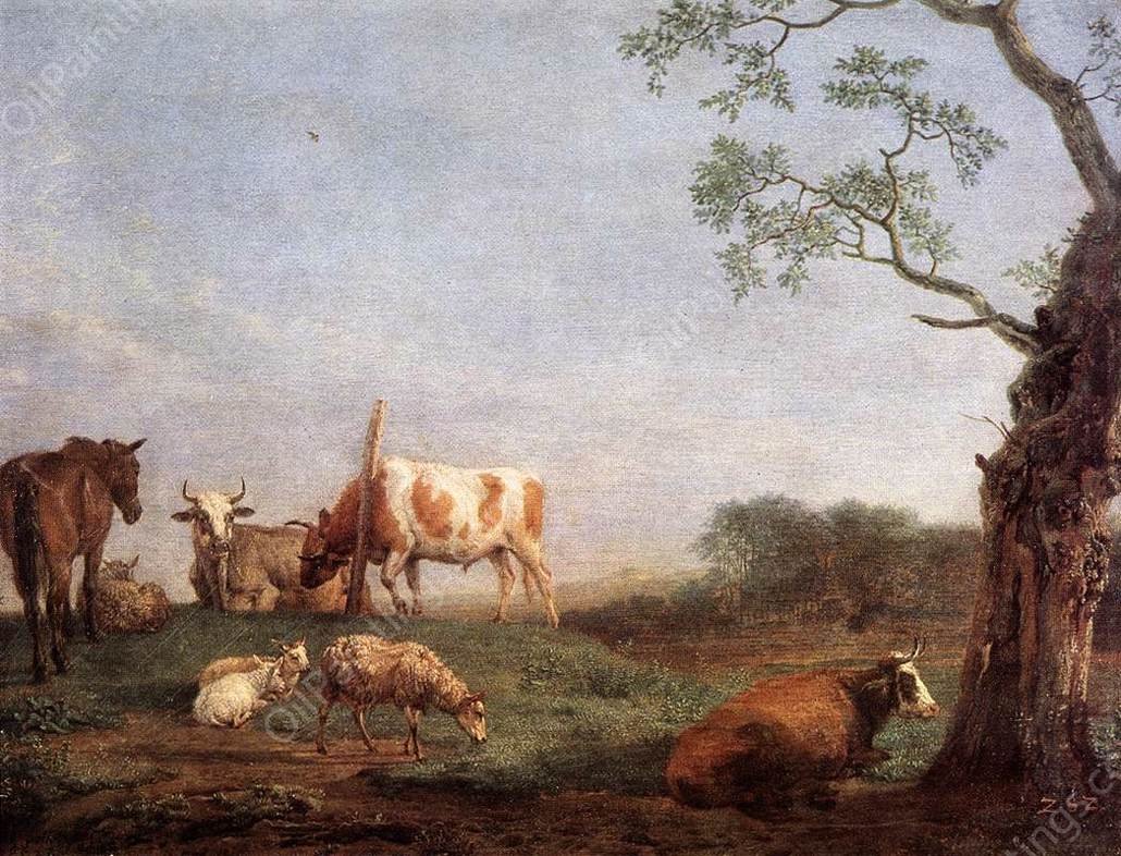 Resting Herd by Paulus Potter - Hand-Painted Oil Painting Reproduction