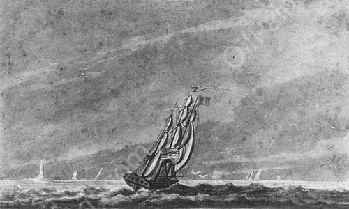 Full Sail off Sandy Hook--Entrance to New York Harbor by Pavel Petrovich Svinin - Hand-Painted Oil Painting Reproduction