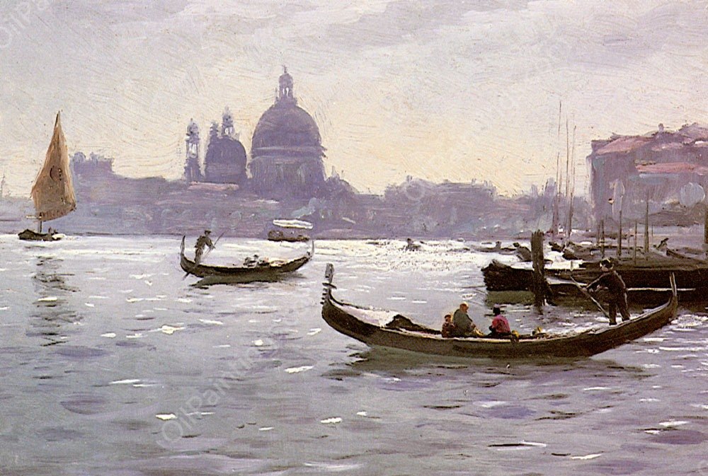 On The Venetian Lagoon by Peder Mork Monsted - Hand-Painted Oil Painting Reproduction