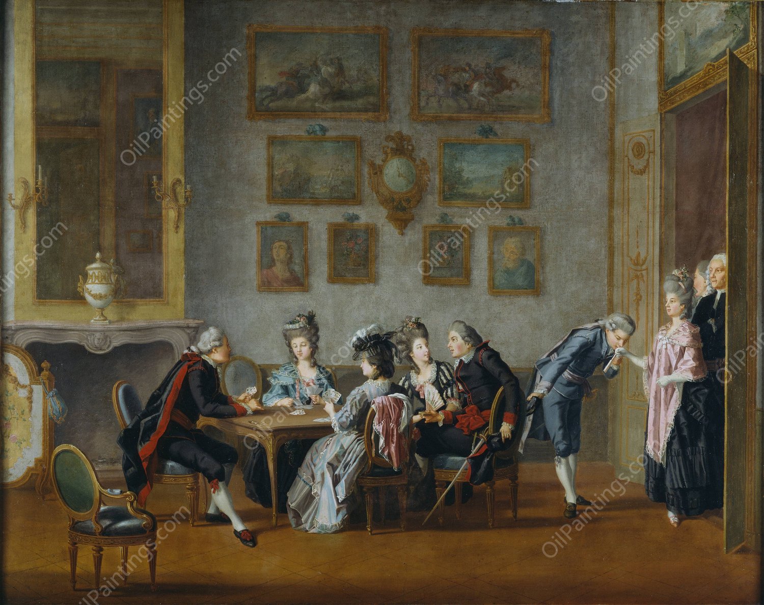 Card-Party in the Home of Elis SchrOderheim by Pehr Hillestrom - Hand-Painted Oil Painting Reproduction