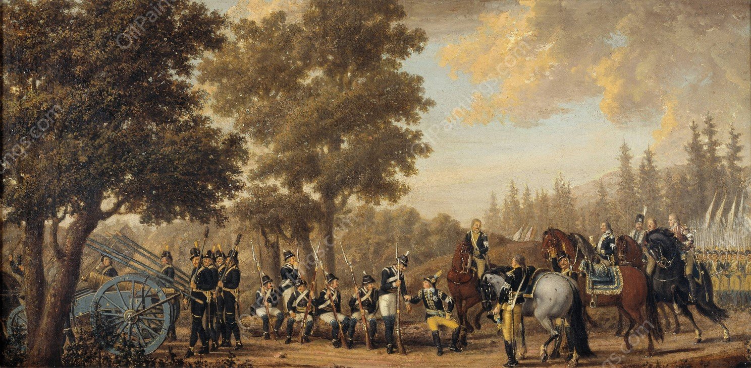 King Gustav III of Sweden and a Soldier.Episode from the Russian War 1789 by Pehr Hillestrom - Hand-Painted Oil Painting Reproduction