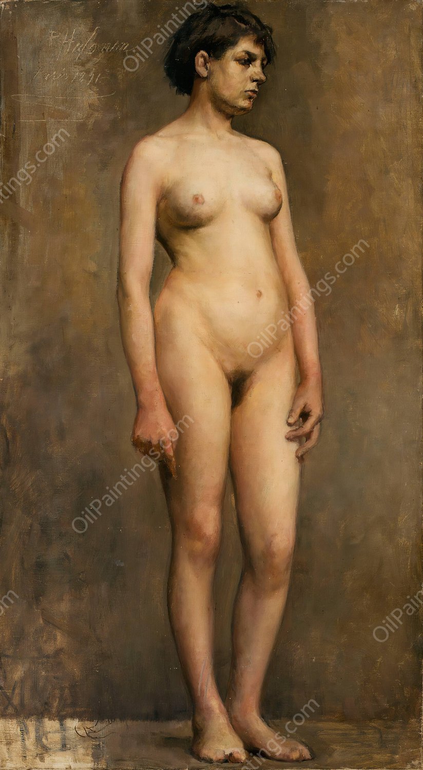 Nude Female Model  by Pekka Halonen - Hand-Painted Oil Painting Reproduction